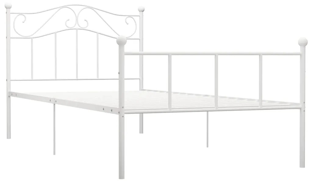 284517 vidaXL Рамка за легло, бяла, метал, 100x200 cм