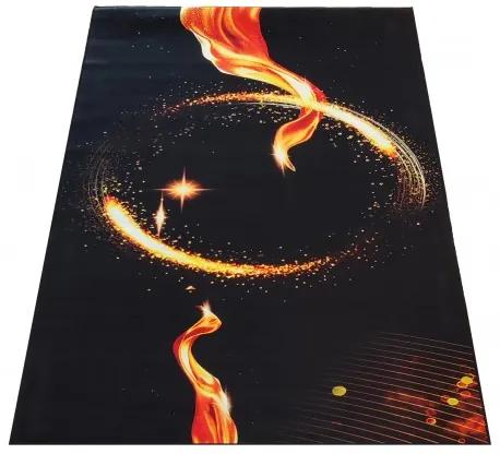 Черен килим с огнен кръг Широчина: 120 см | Дължина: 180 см