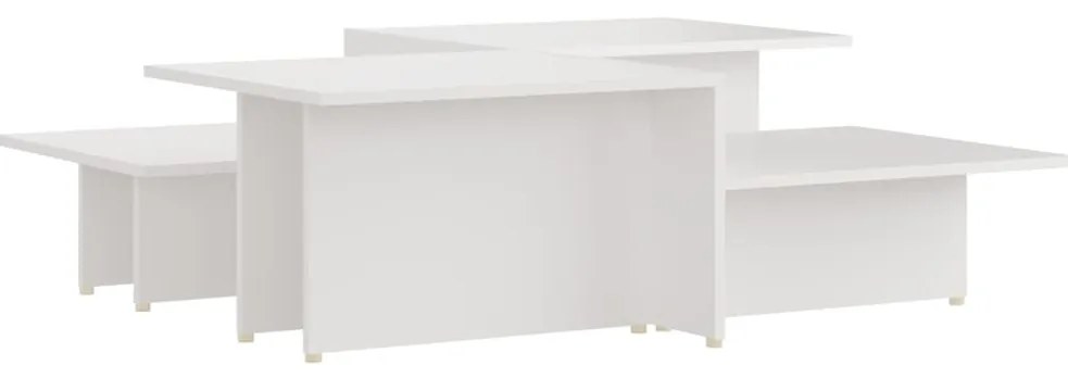 805562 vidaXL Кафе маси, 2 бр, бели, 111,5x50x33 см, инженерно дърво