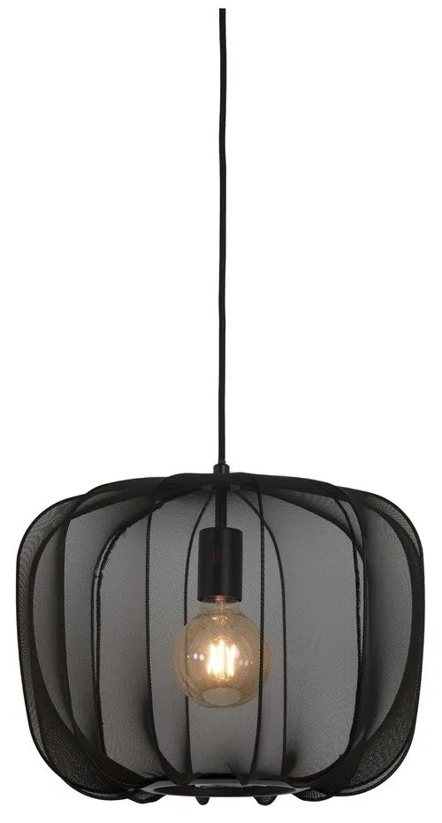 Черно висящо осветително тяло с текстилен абажур ø 40 cm Plumeria – Light & Living