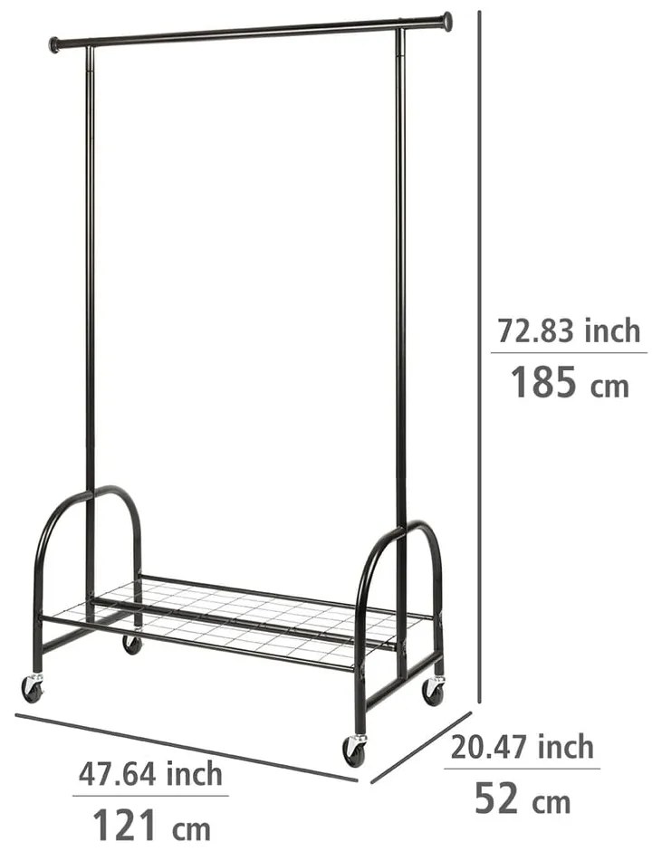 Черен метален стелаж за дрехи Profi - Wenko