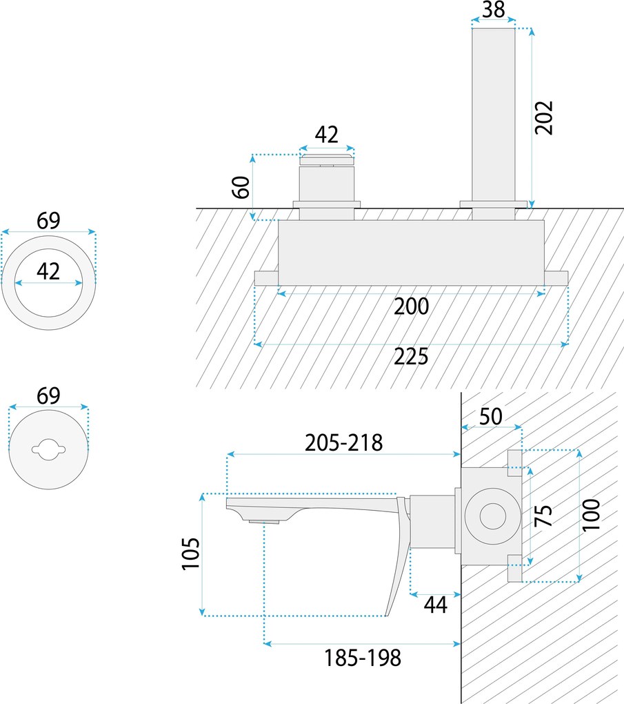 Смесител за мивка за вграждане REA VISION Chrome + BOX