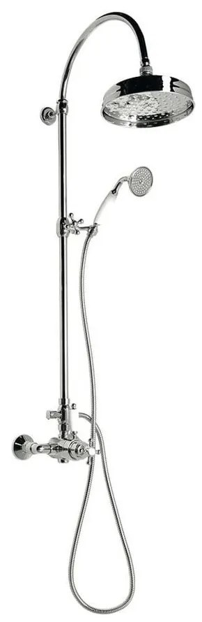 Месингов душ комплект в лъскаво сребристо с термостатен смесител с душ глава и ръчен душ 142 cm Antea – Sapho