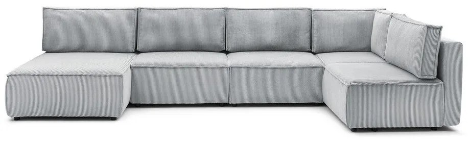 Светлосив велурен променлив U-образен ъглов диван Nihad modular - Bobochic Paris