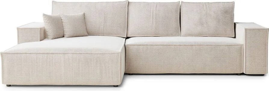 Кремав шенилов сгъваем/с място за съхранение ъглов диван (ляв ъгъл) Maze – Maison de Rêve
