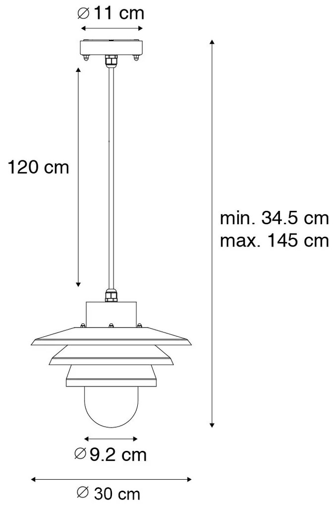 Дизайнерска външна висяща лампа черна IP44 - Morty