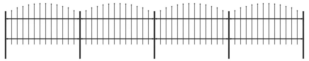 Sonata Градинска ограда с пики, стомана, (1-1,25)x6,8 м, черна