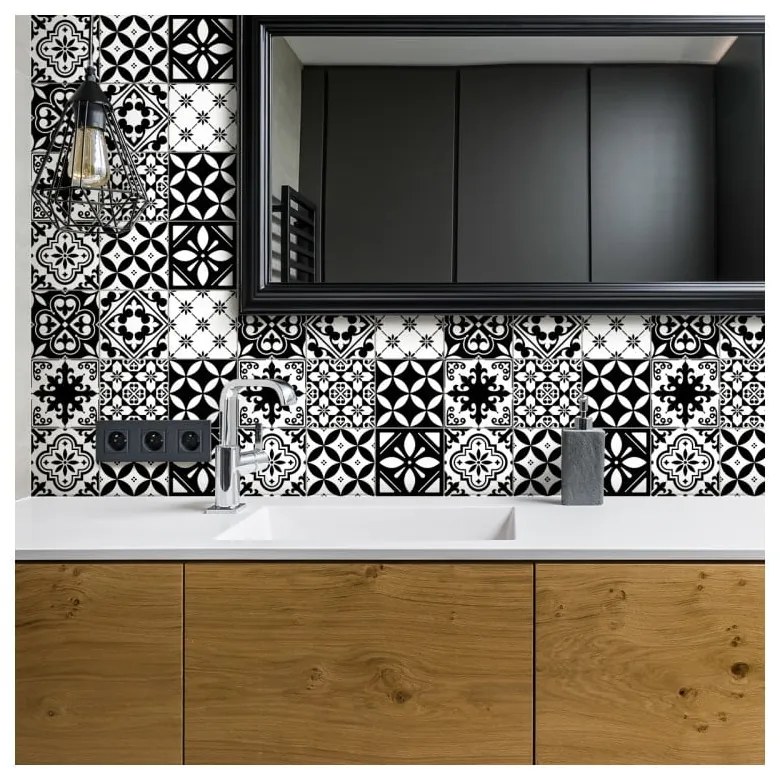 Комплект от 30 стикера за стена Decal Tiles Azulejos , 10 x 10 cm Rosario - Ambiance