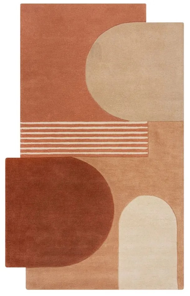 Ръчно изработен вълнен килим теракотен 200x290 cm Lozenge Terracotta – Flair Rugs