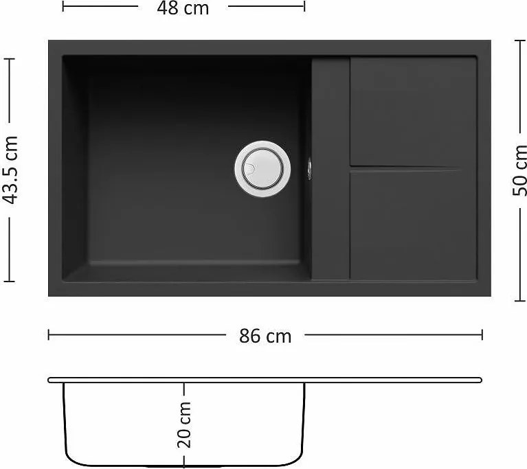 Leks UNICO PLUS BB 86.1 SI Композитна мивка за вграждане