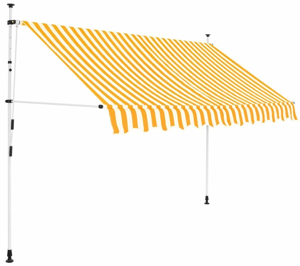 Sonata Ръчно прибиращ се сенник, 300 см, жълти и бели ивици