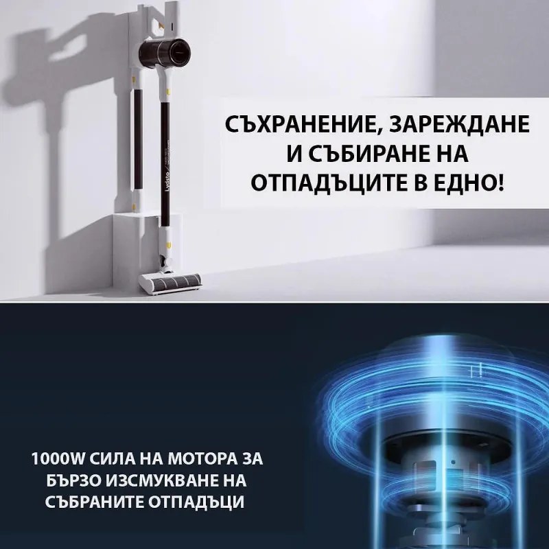 Безкабелна прахосмукачка Xiaomi Lydsto H4, 1000W, 25 kPa, 0.4 л, 3 нива на мощност, Самопочистване, Автономия до 60 минути, Бял