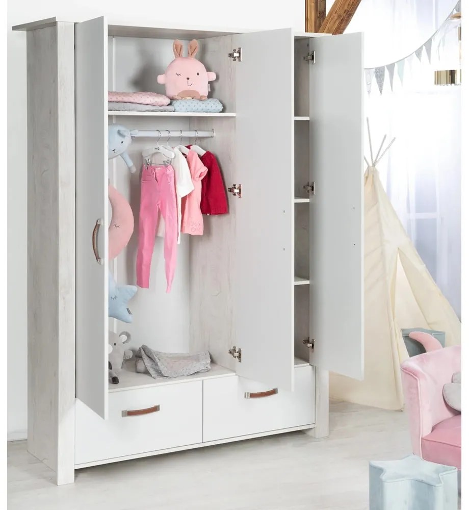 Светлосив детски гардероб 136x190 cm Mila - Roba