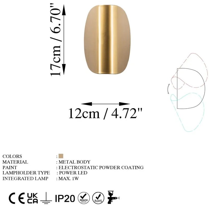 LED стенна лампа в златист цвят Heybe – Opviq lights