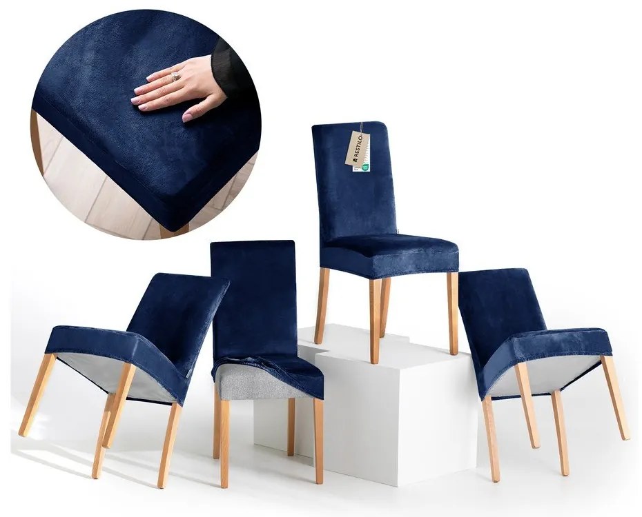 Сини ластични покривала за стол в комплект от 4 бр. 48 cm Sento – Restilo