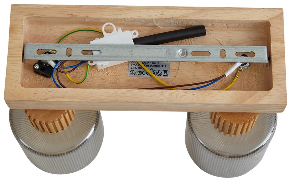 Модерен прожектор дърво с димно стъкло 2 светлини въртящ се и накланящ се - Gracy