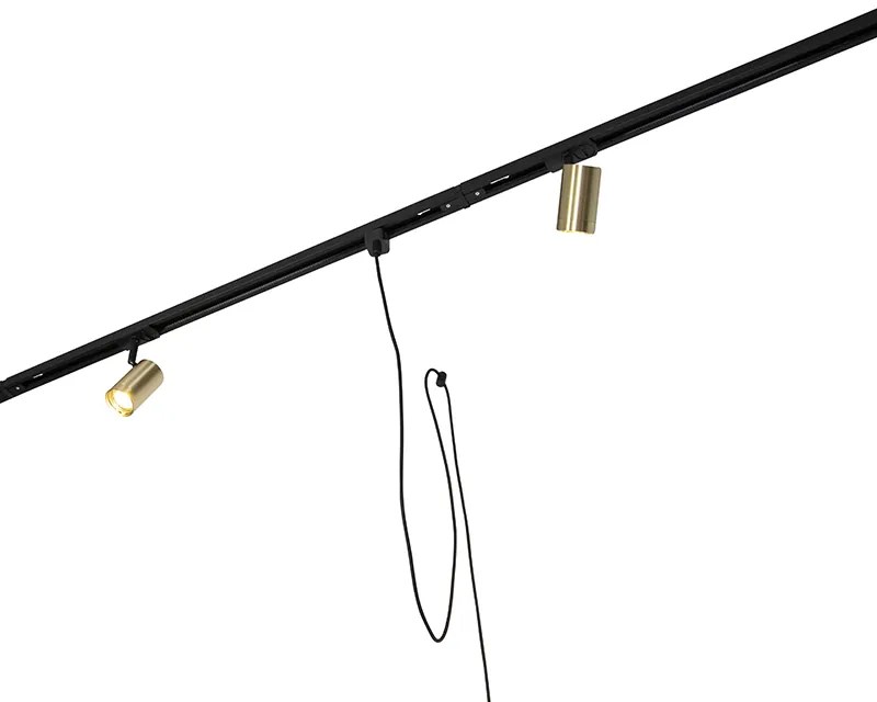 1-фазна релсова система с 3 прожектора и 3 висящи лампи златиста - Cavalux Jeana