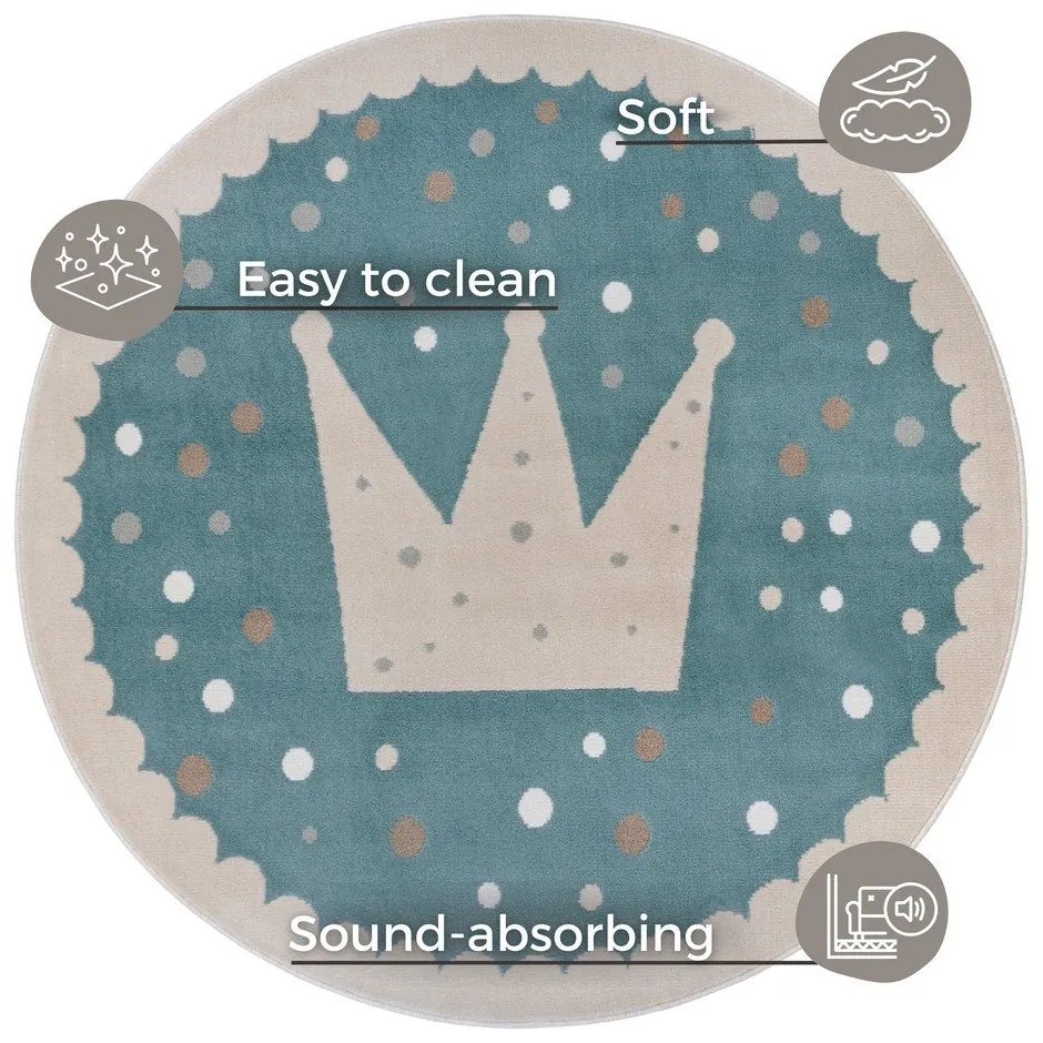 Син детски килим ø 100 cm Crown - Hanse Home