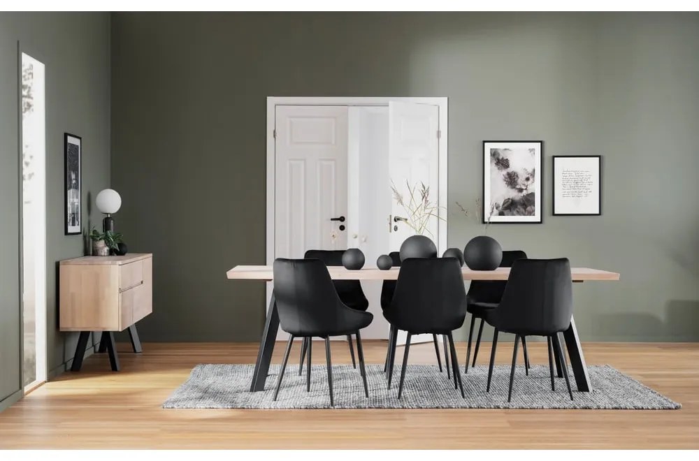 Черни кадифени трапезни столове в комплект от 2 броя Sierra - Rowico