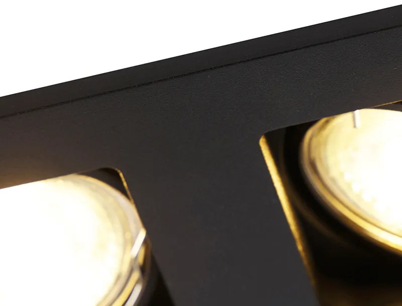 Вграден прожектор черен правоъгълен 2 лампи - Qure