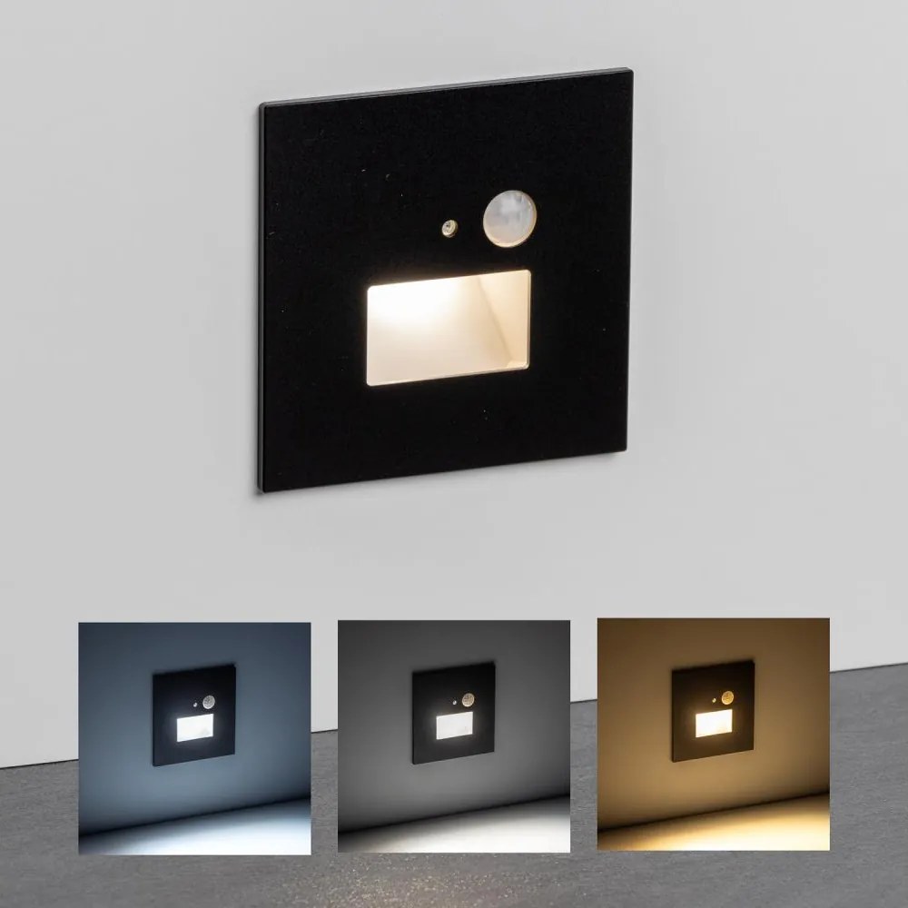 LED стълбищно осветително тяло със сензор за движение LED/1,5W/230V 3000/4000/6000K черно