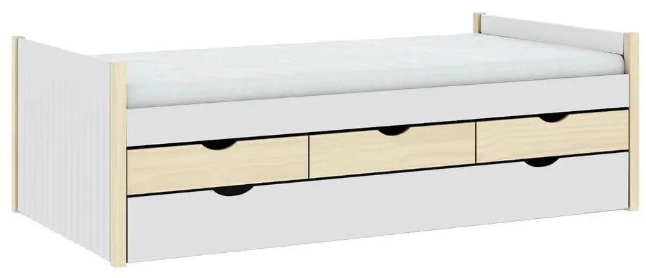 Детско легло с място за съхранение в бял и естествен цвят 90x190 cm Valka – Marckeric