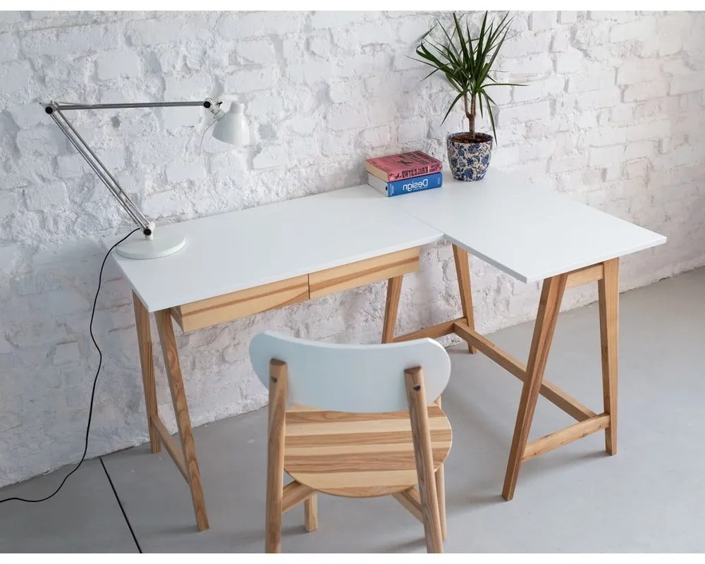 Работна маса с бял плот 85x135 cm Luka - Ragaba