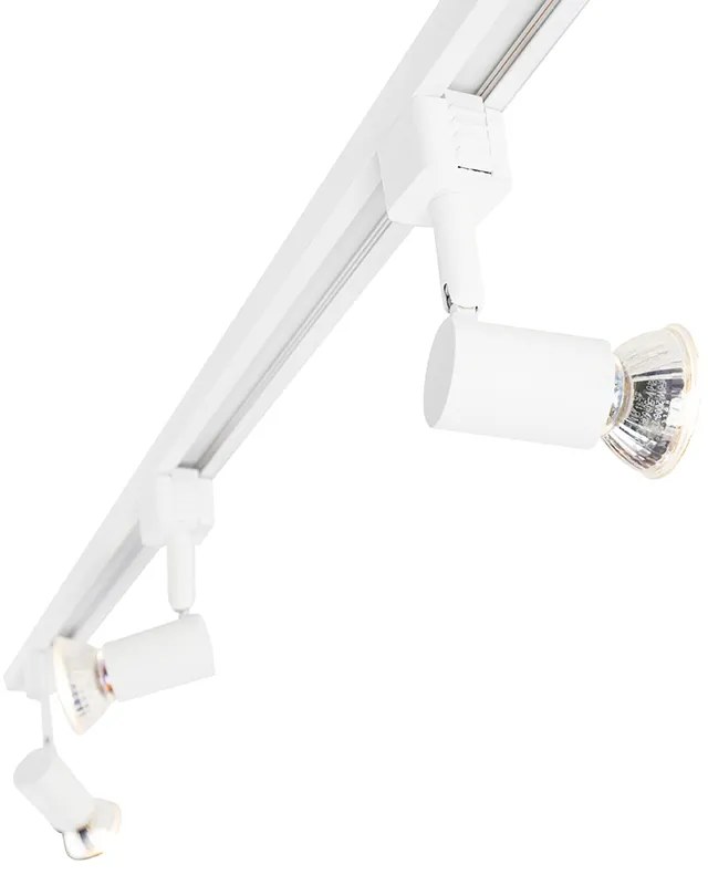 Модерна релсова система с 3 прожектора 1-фазен бял - Jeany