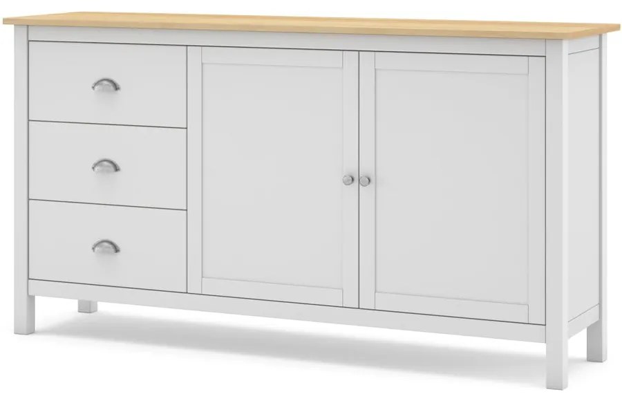 Нисък скрин от бял/естествен бор 150x80,5 cm Misti - Marckeric