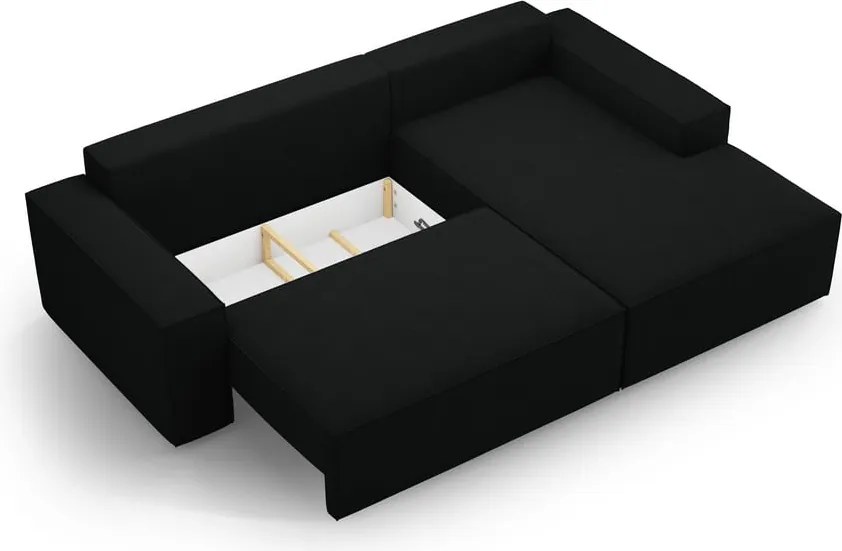 Черен разтегателен ъглов диван от букле (десен ъгъл) Jodie – Micadoni Home