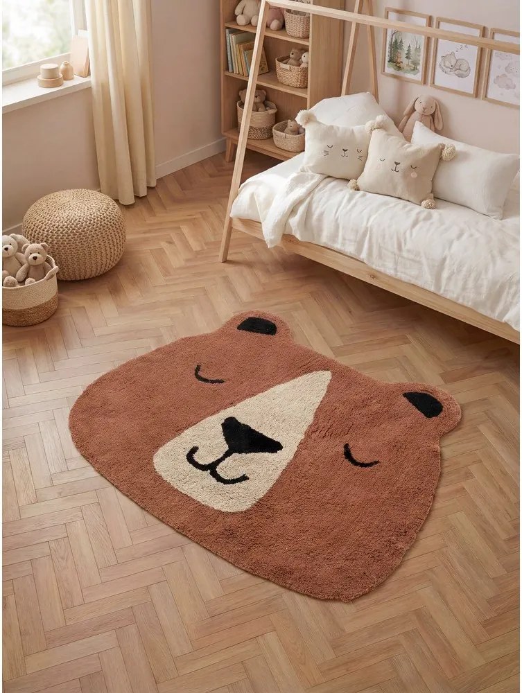 Кафяв памучен детски килим подходящ за пране/ръчно изработен 101x120 cm Snuggle Benni – Hanse Home