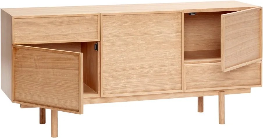 Нисък скрин от декор от дъб в естествен цвят 140x65 cm Cube – Hübsch