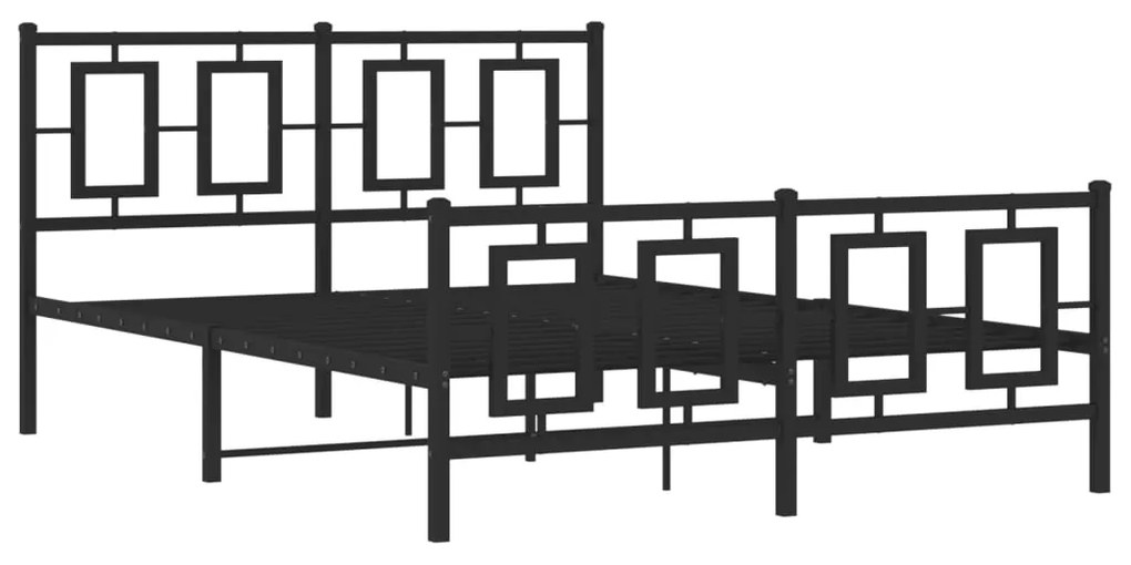 374258 vidaXL Метална рамка за легло с горна и долна табла, черна, 135x190 см