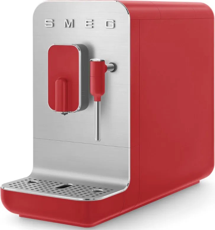 Еспресо машина SMEG Collezione BCC02RDMEU, 1350 W, 19 bar, 1.4 л, 8 функции, Вградена мелачка, Дюза за пара, Червен