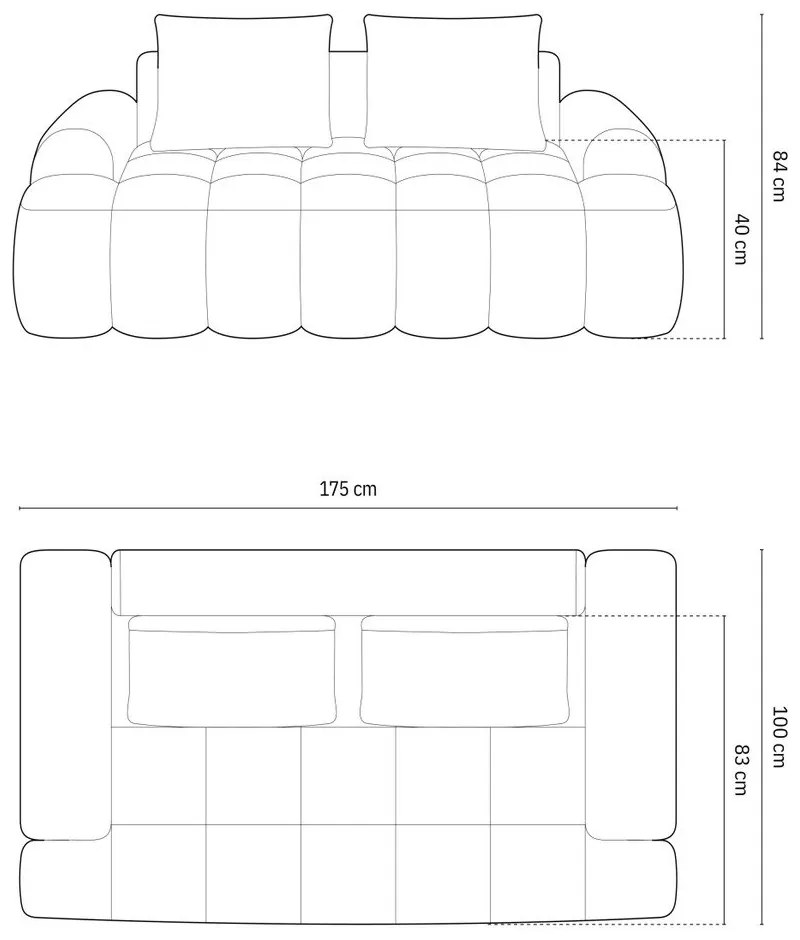 Бежов кадифен диван 175 cm Linz – Cosmopolitan Design