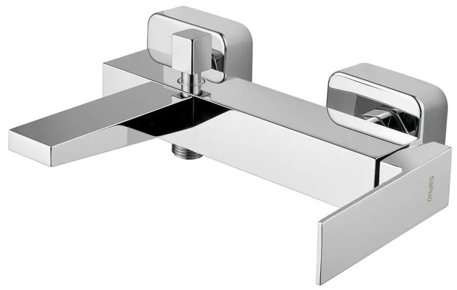 Стенна батерия за вана в лъскаво-сребрист цвят (2 изхода) Latus – Sapho