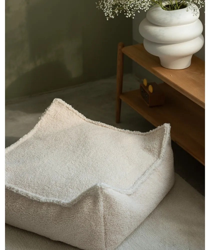 Кремав детски пуф от букле Square – Wigiwama