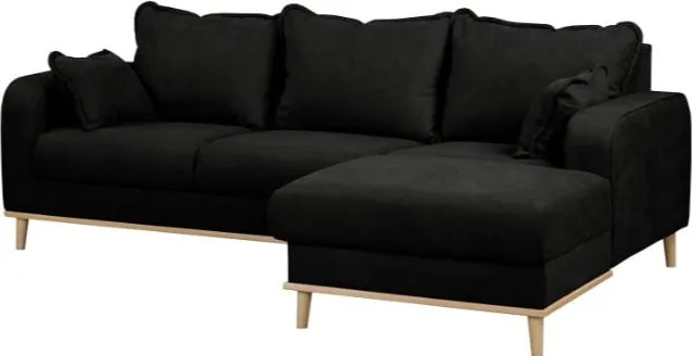 Черен ъглов диван (десен ъгъл) Beata - Ropez