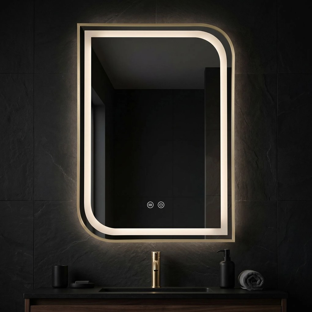 Огледало LED ZONE 70X50 BRUSH GOLD