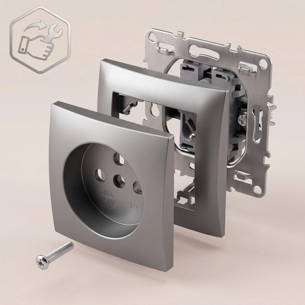 Единичен контакт със заземяване OSTE JNH001-G Grey