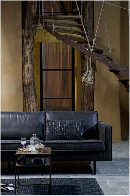 Черен диван от изкуствена кожа 190 cm Rodeo – WOOOD