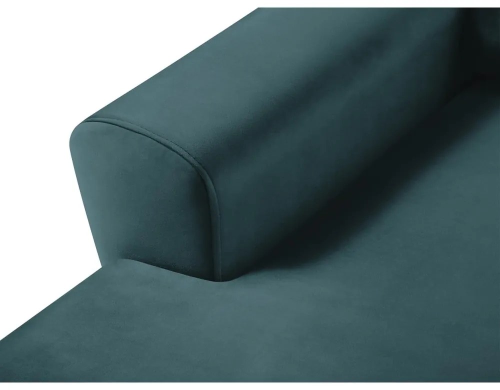 Кадифен разтегателен ъглов диван с място за съхранение в петролен цвят (ляв ъгъл) Kyoto – Cosmopolitan Design