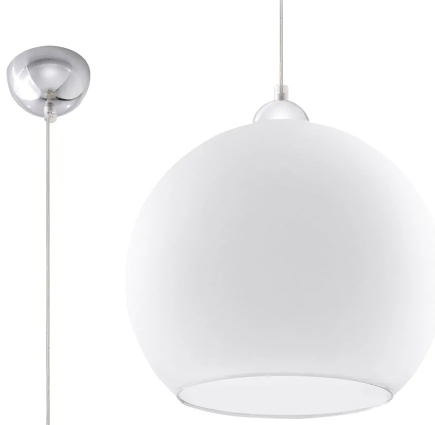 Бяла висяща лампа със стъклен абажур ø 30 cm Bilbao - Sollux