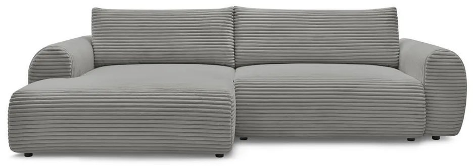 Тъмносив разтегателен ъглов диван от рипсено кадифе (ляв ъгъл) Lucien – Bobochic Paris