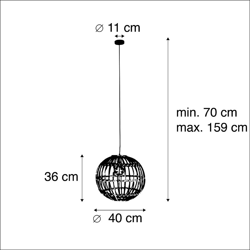 Висяща лампа от естествен бамбук - Cane Ball 40