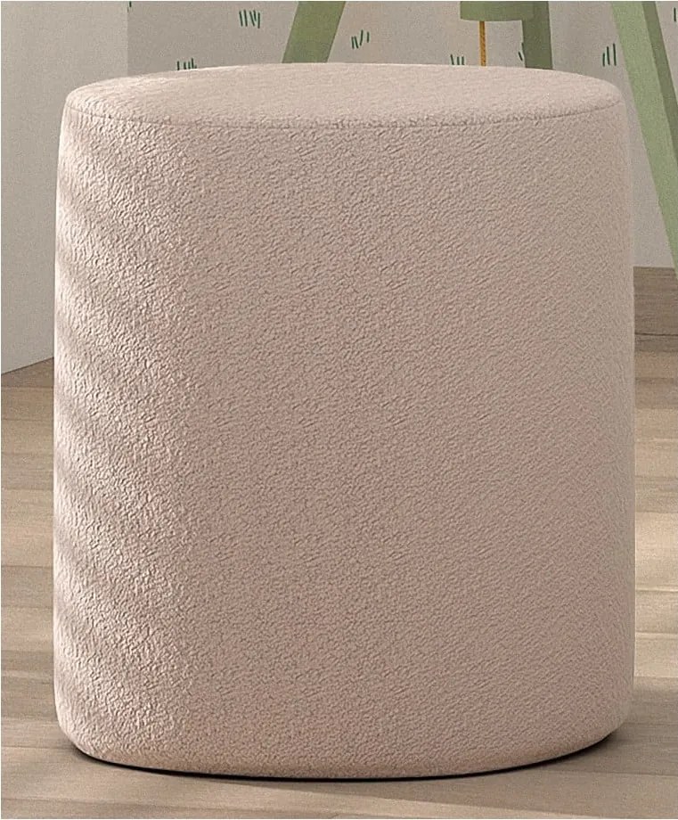 Светлорозов детски пуф от плат букле MOON - Vipack