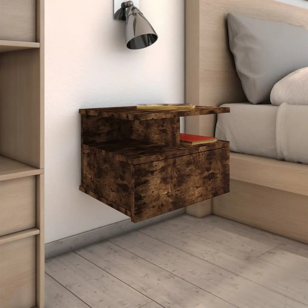Sonata H Плаващи нощни шкафчета 2 бр опушен дъб 40x31x27 см инж. дърво