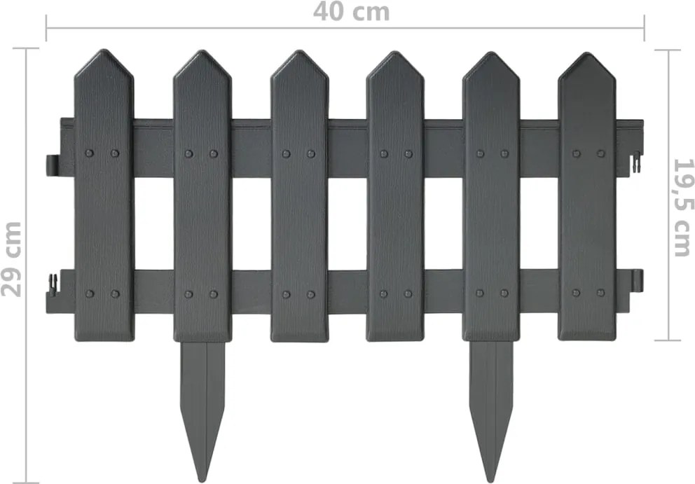 Кантове за тревни площи, 25 бр, антрацит, 10 м, PP