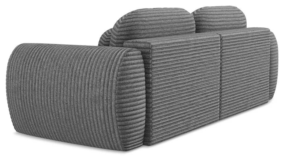 Тъмносив разтегателен диван с място за съхранение от рипсено кадифе 266 cm Kini – Makamii