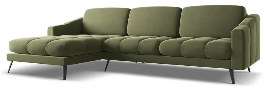 Зелен кадифен ъглов диван (ляв ъгъл) Nalu – Makamii